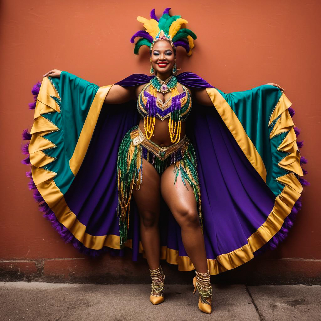 Vibrant Street Dancer in Mardi Gras Attire