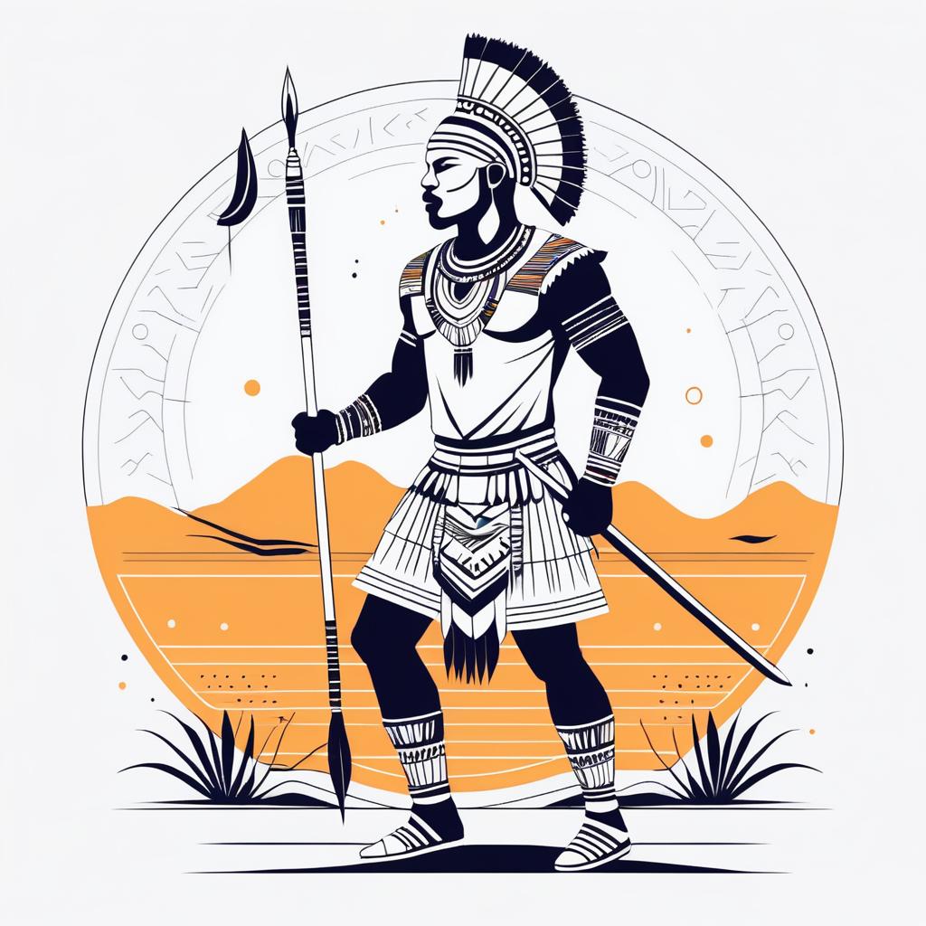 Minimalist African Warrior Illustration