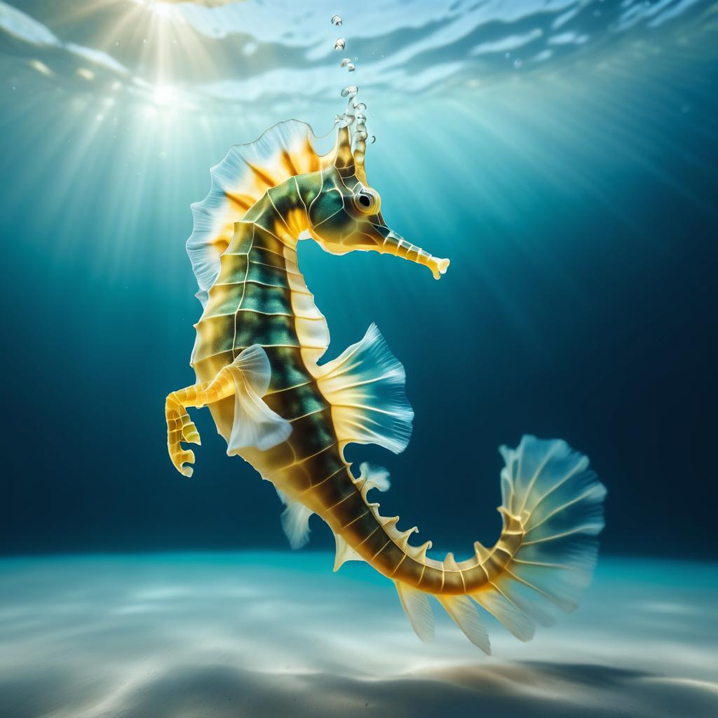 Dynamic Underwater Seahorse in Motion