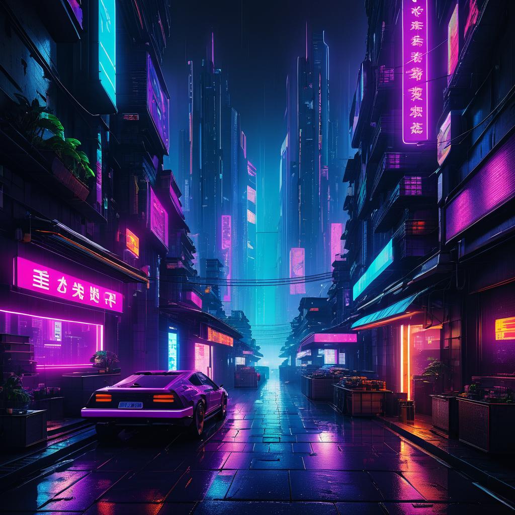 Vibrant Cyberpunk Night Cityscape