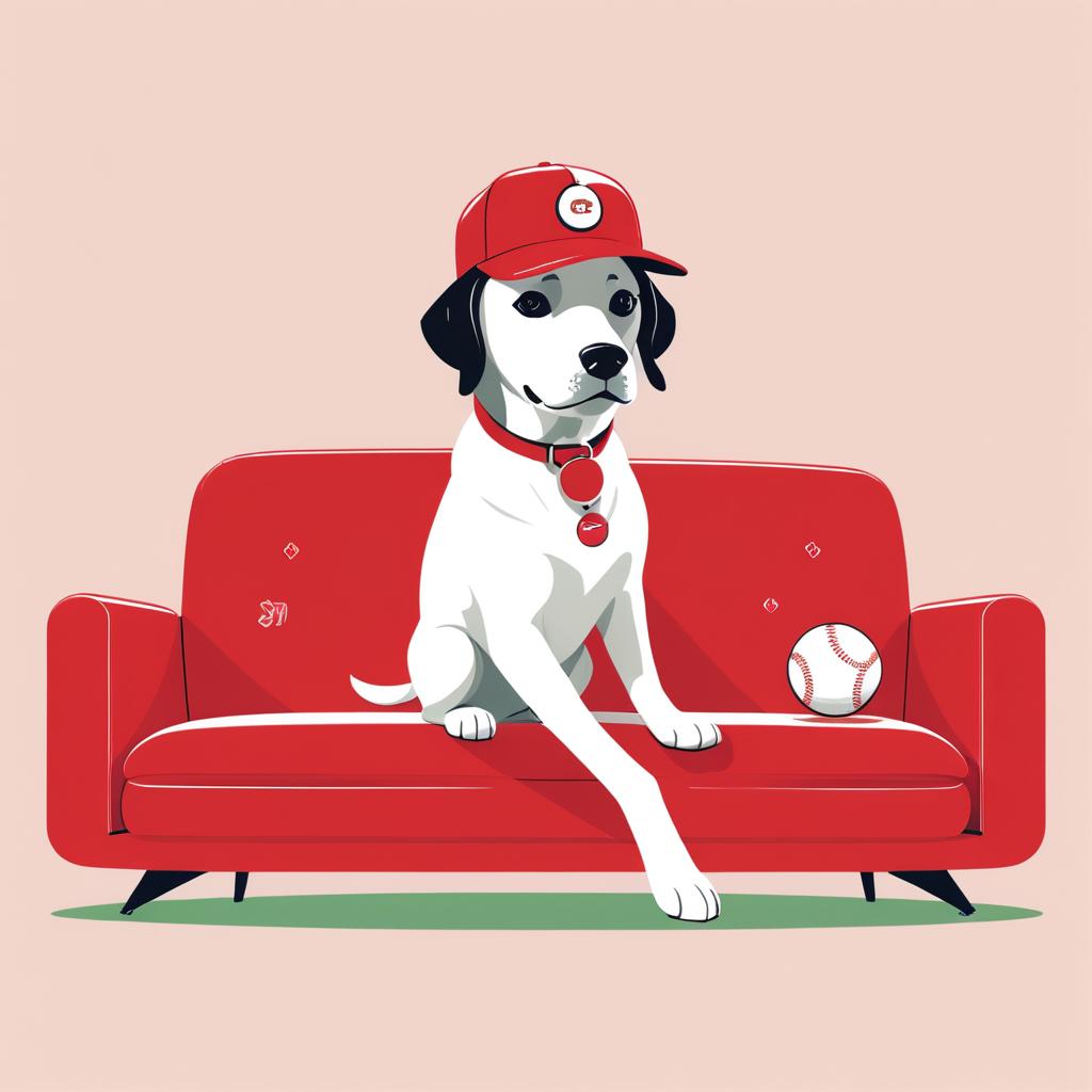 Chill Dog on a Couch: Minimalist Art