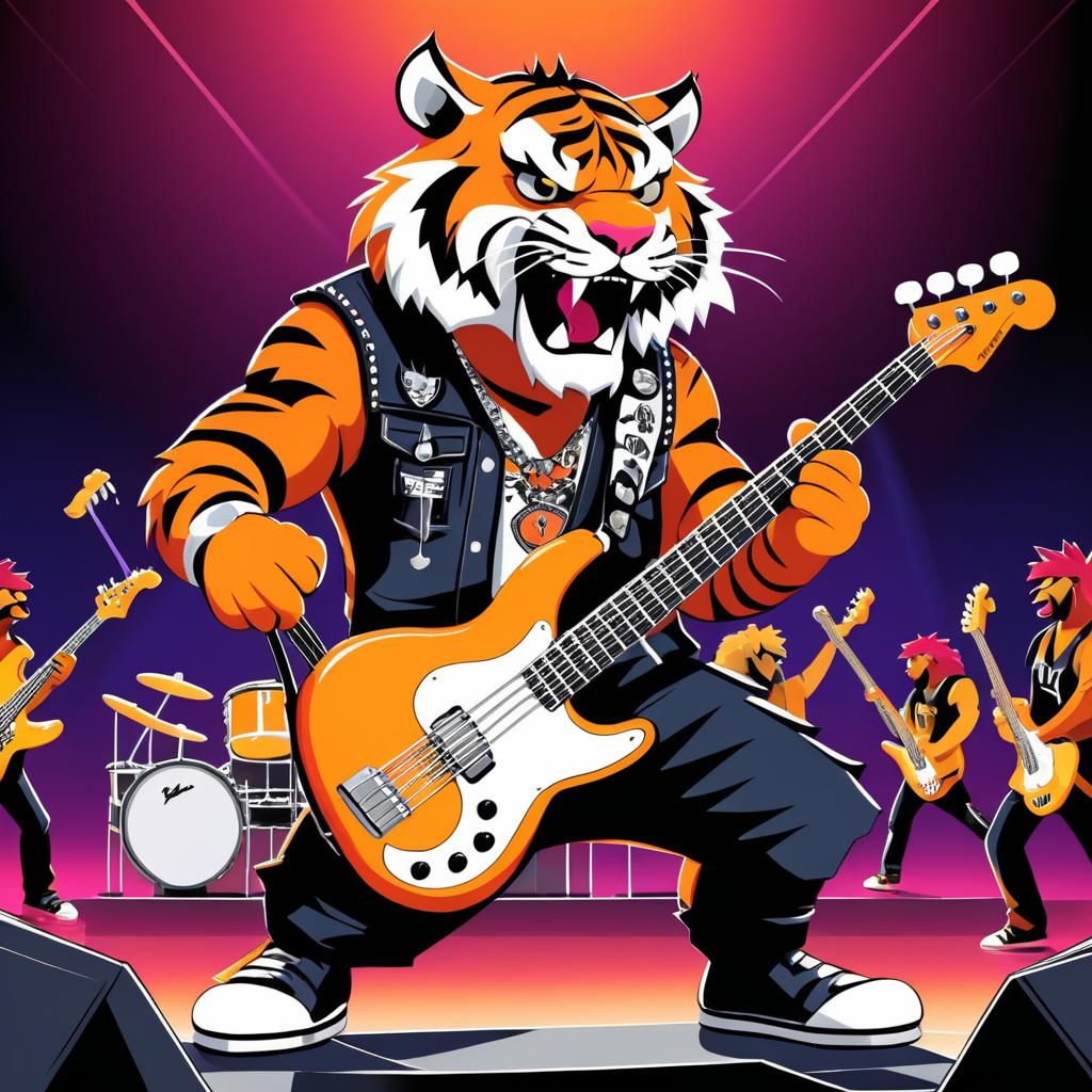 Rocking Tiger: Cartoon Concert Vibes