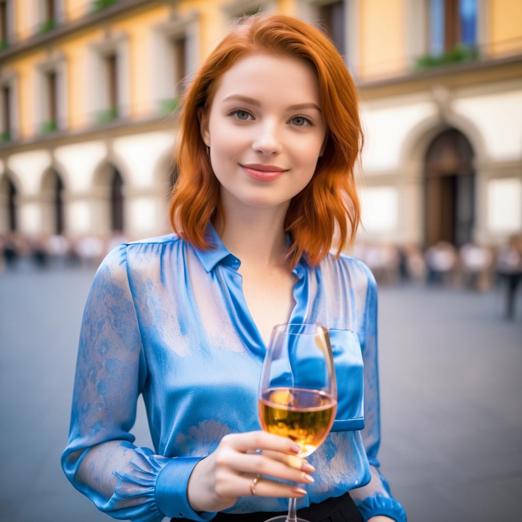 Charming British Woman Enjoying Prosecco