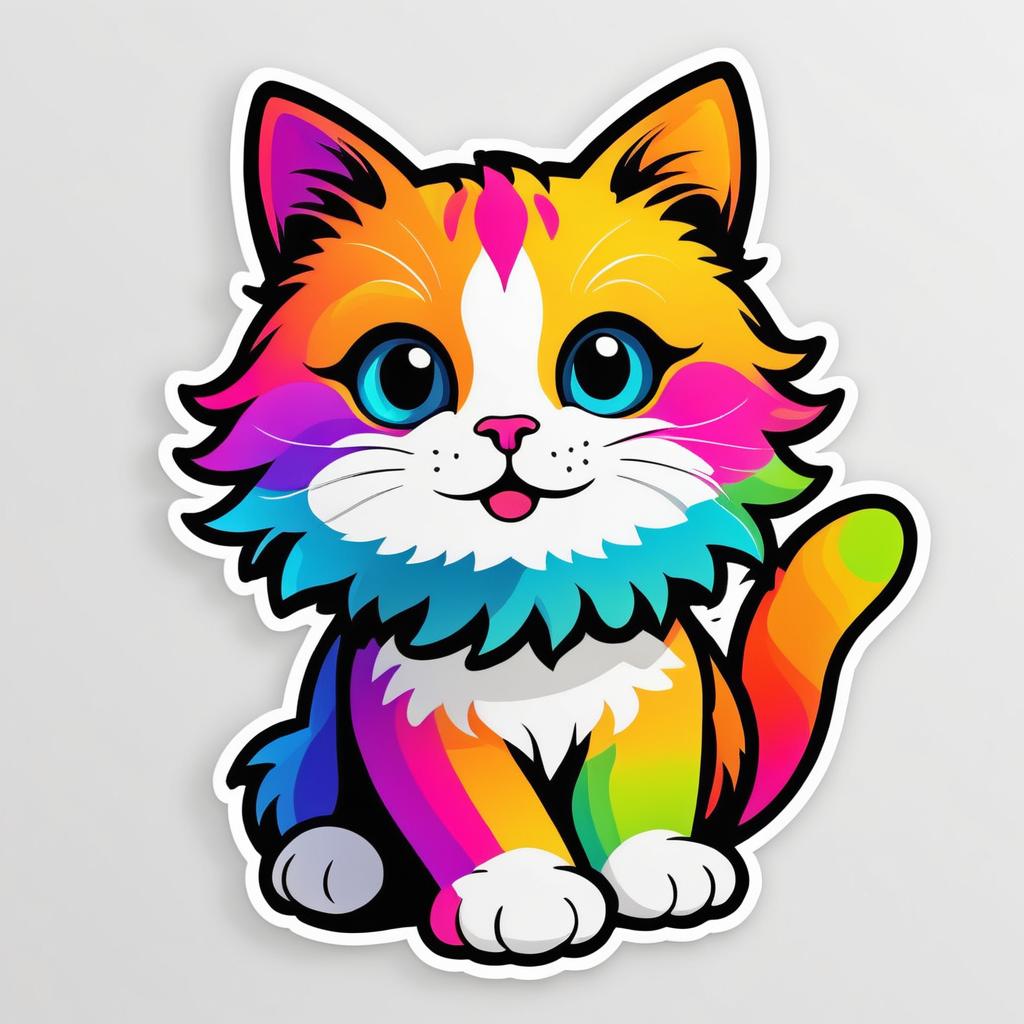 Adorable Playful Cat Digital Sticker Design