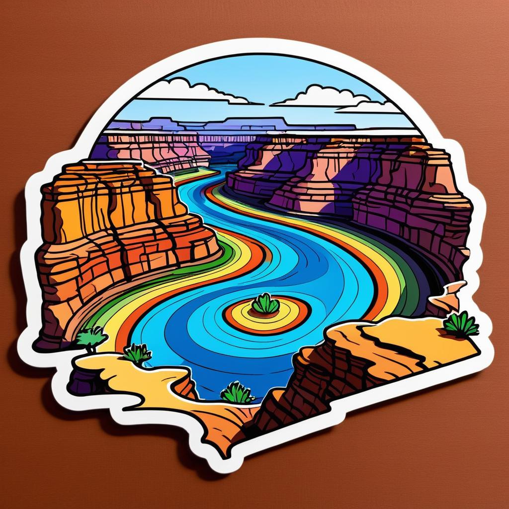 Colorful Cartoon Grand Canyon Sticker Art