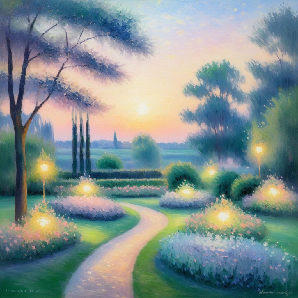 Twilight Serenity: Impressionist Garden Scene