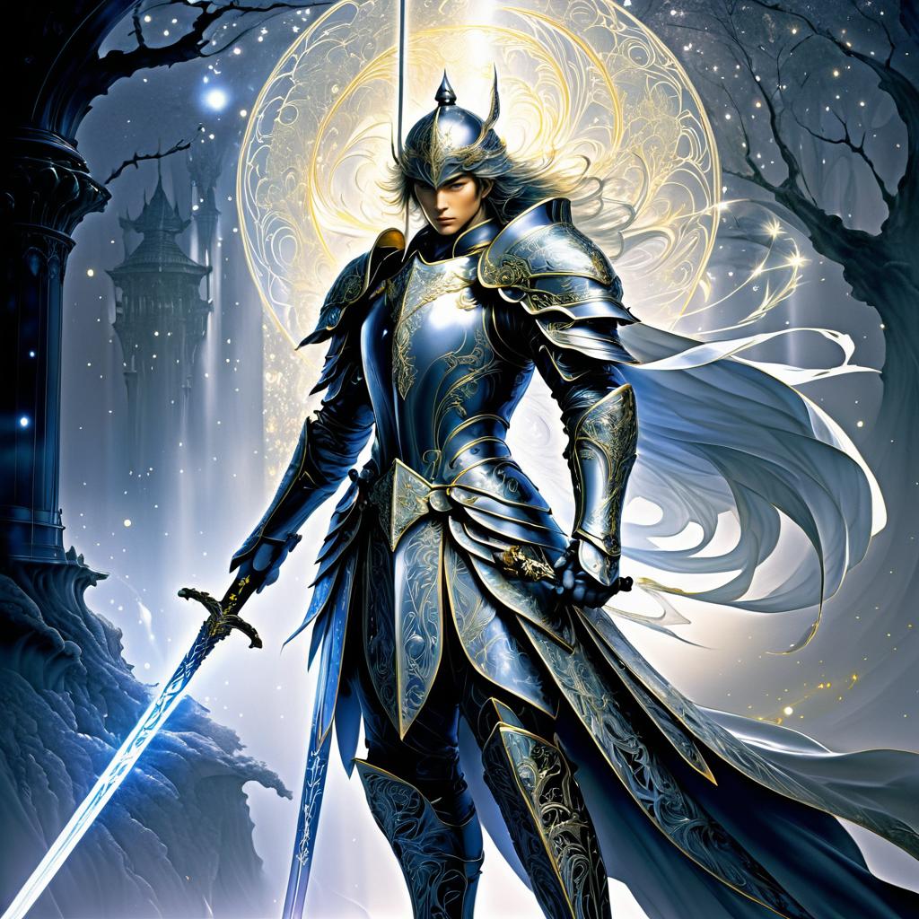 Ethereal Knight in Mystical Realm Artwork