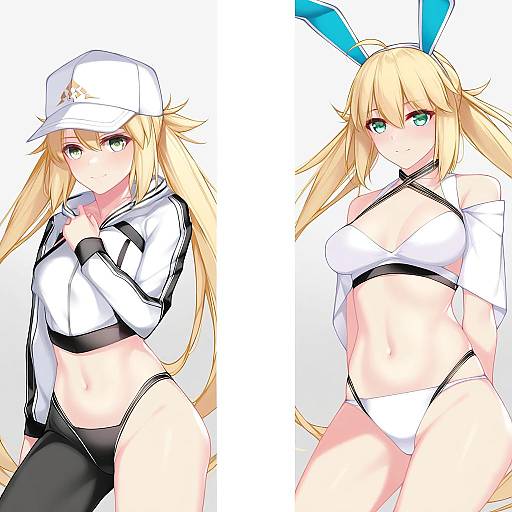 Illustration of Artoria caster (swimsuit) (fate), fate (series) in the style of Dean (momodean)