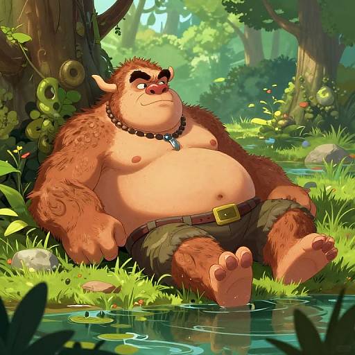 Humorous Oversized Ogre by Swamp