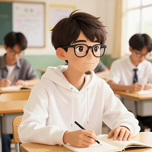 Teenage Student with Goatee Illustration