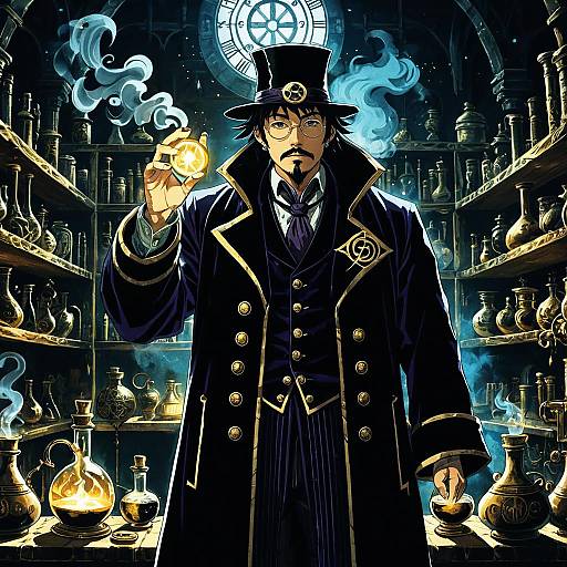 Mystical Alchemist in a Dim Laboratory