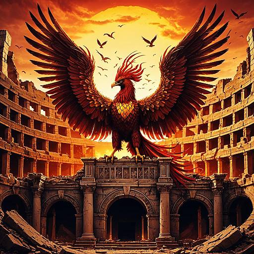 Epic Phoenix in Ruined Amphitheater