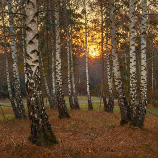 Impressionist Birch Glade Sunset