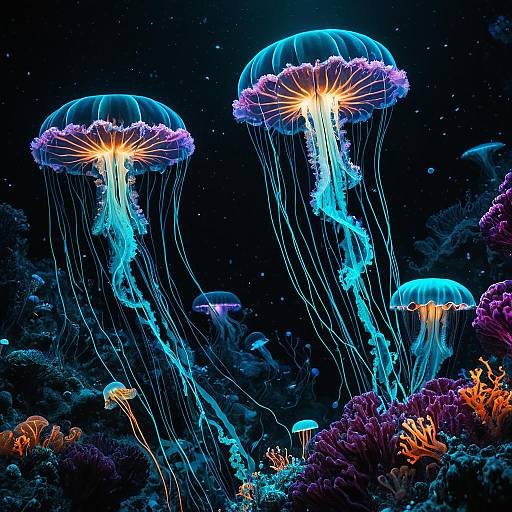 Bioluminescent Jellyfish in Abyssal Hydrothermal Vents