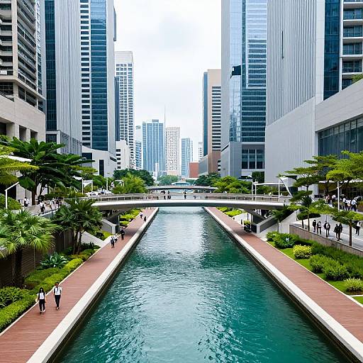 Futuristic Cityscape with Urban Canals