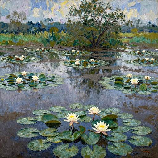 Vivid Marshy Wetlands in Spring Rain