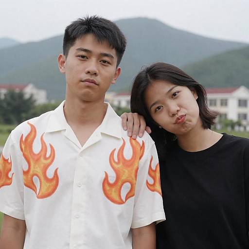 Asian Young Adults Together Outdoors