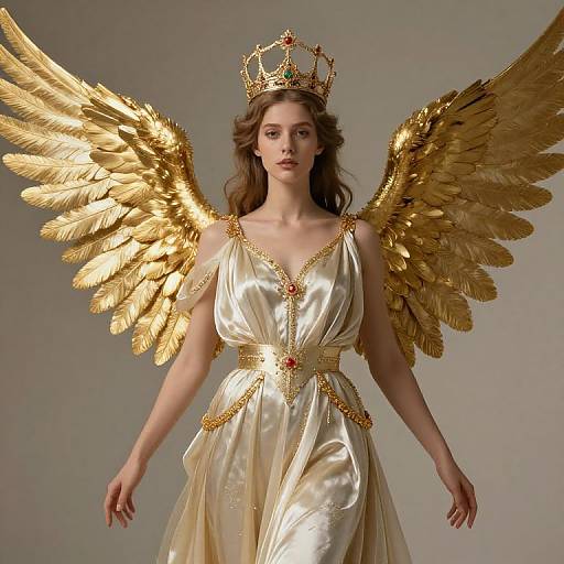 Golden Winged Angel with Crown