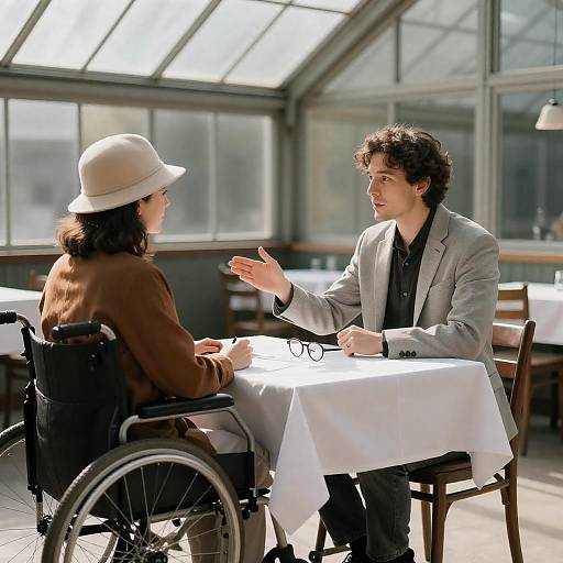Sunlit Meeting Across the Table