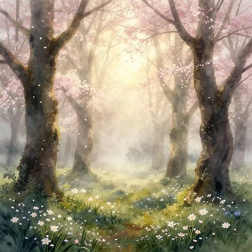 Ethereal Misty Forest at Dawn