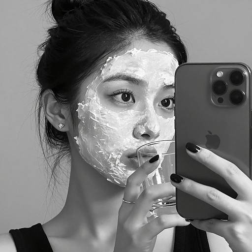 Elegant Black and White Selfie Portrait