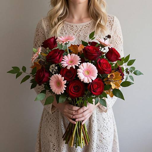 Boho-Chic Woman with Autumn Bouquet