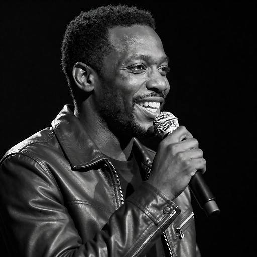 Dramatic Portrait of a Smiling Musician