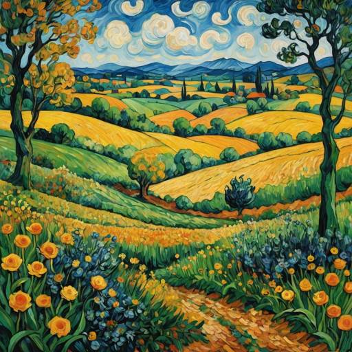 Lush Countryside in Van Gogh's Style Lush Countryside in Van Gogh's Style