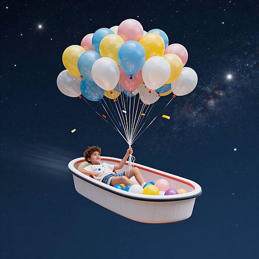Floating Childhood Birthday in Stratosphere