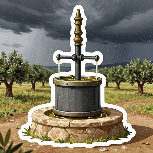 Ancient Roman Olive Oil Press Illustration