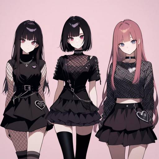 Gothic Punk Anime Girl Illustration