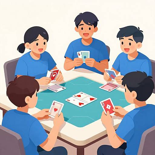 Cartoon Team Playing Cards Fun