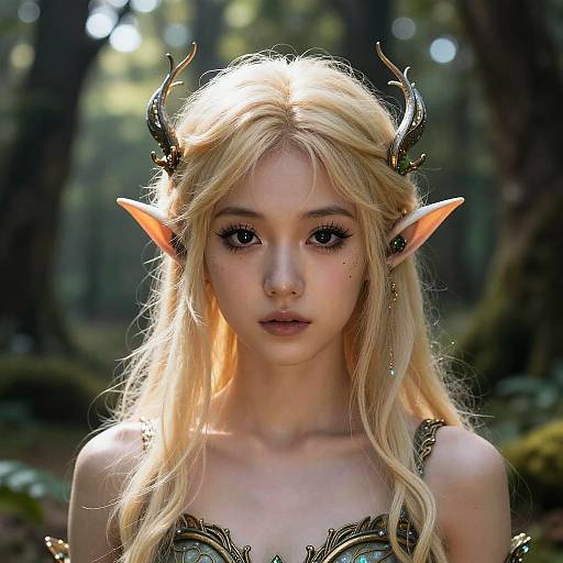 Blonde Elf in Enchanted Forest