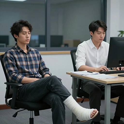 Office Scene: Focus and Relaxation