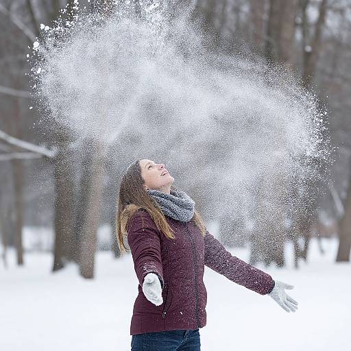 Woman Tossing Snow Joyfully