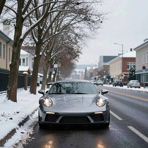 Winter Sports Car on Urban Road