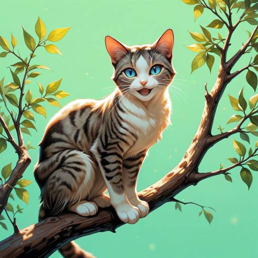 Sleek Bengal Cat Perched on Branch Sleek Bengal Cat Perched on Branch