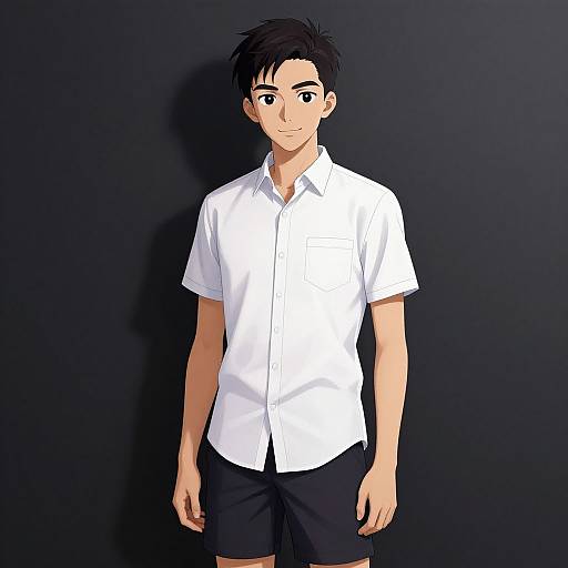 Stylish Anime Portrait of Asian Boy