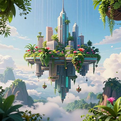 Surreal Floating Futuristic Cityscape