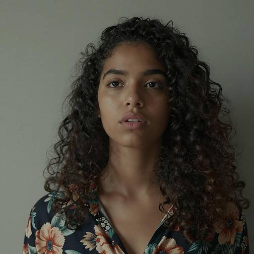 Young Woman in Floral Shirt Portrait