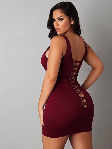 Curvy Woman in Ruby Red Dress