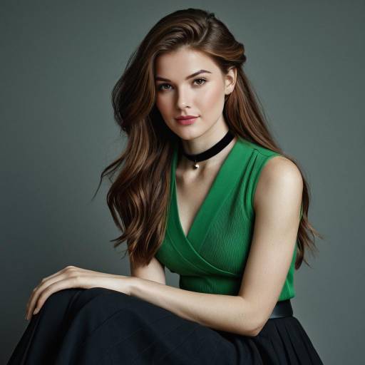 Elegant Young Woman in Green Top