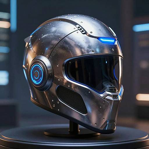 Futuristic Sci-Fi Metallic Helmet Design