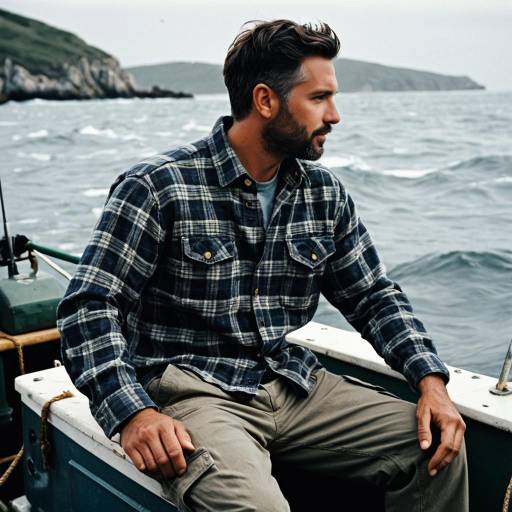 Man Sitting on Boat with Ocean Background