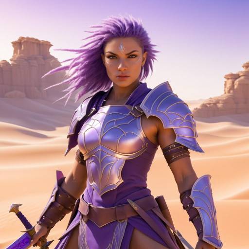 Muscular Female Warrior in Desert Armor