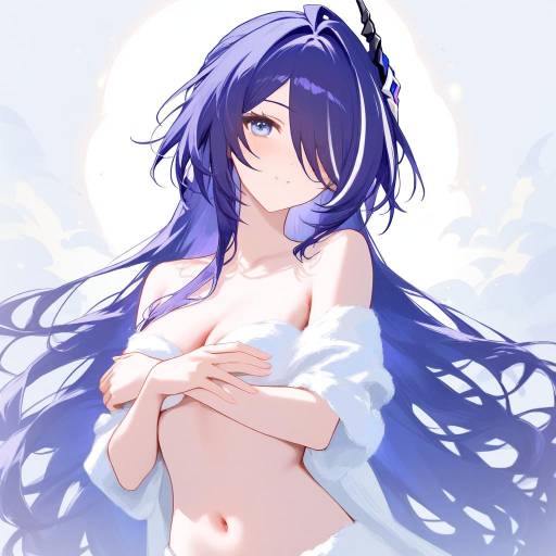 Anime Woman with Long Purple Hair