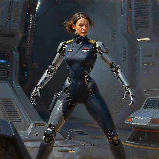 Oil Painting Cybernetic Navigator Portrait