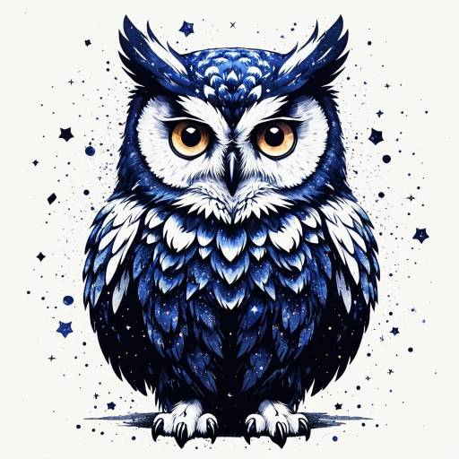 Cosmic Anime-Style Owl Illustration