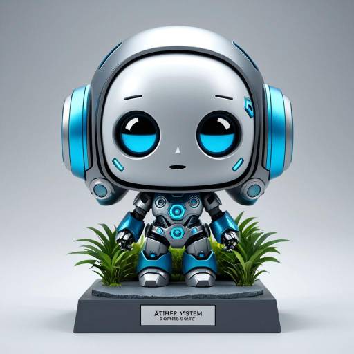 Cute Blue and Grey Robot Figurine