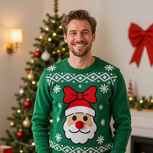 Festive Male in Christmas Sweater Photography